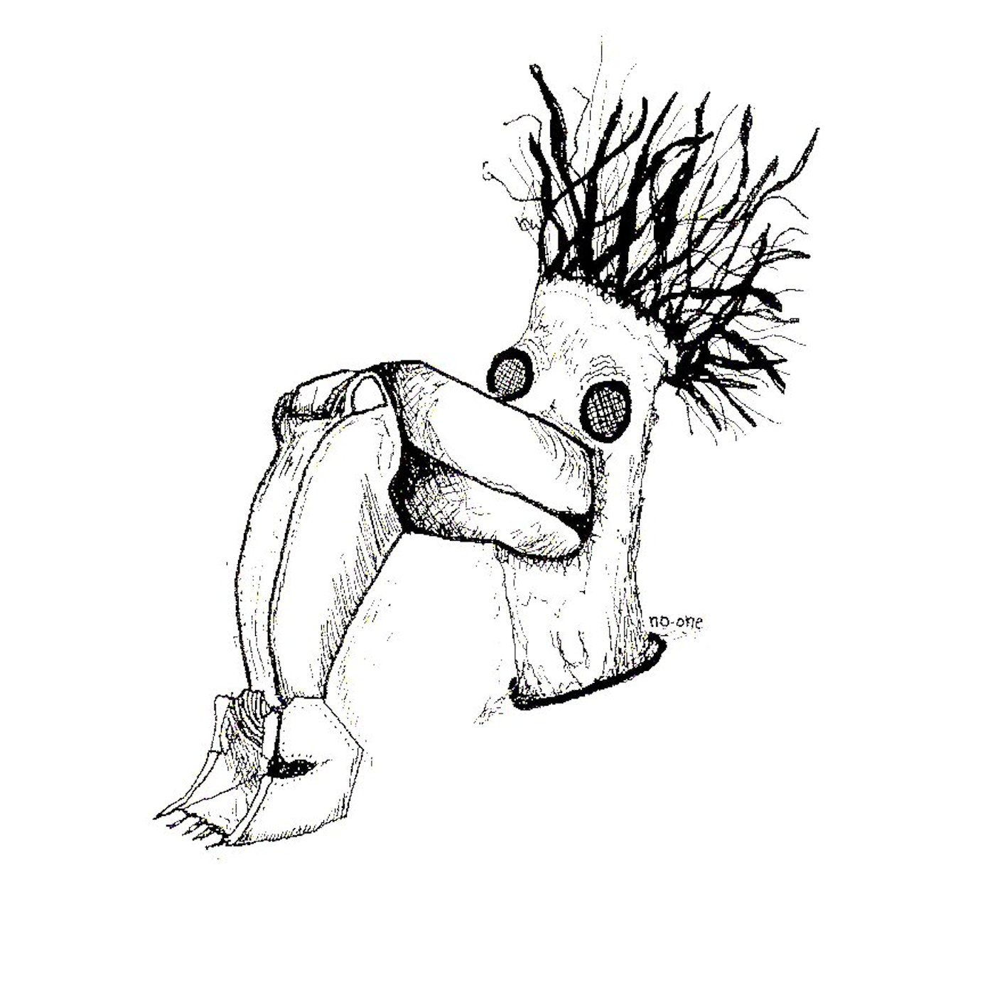 Drawing of a bird merged with a crane